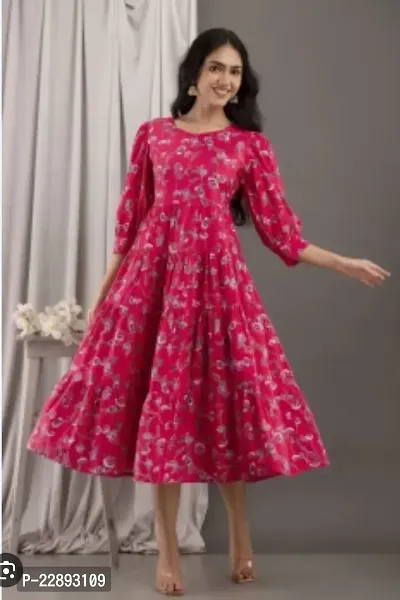 Stylish Pink Crepe Dresses For Women-thumb0