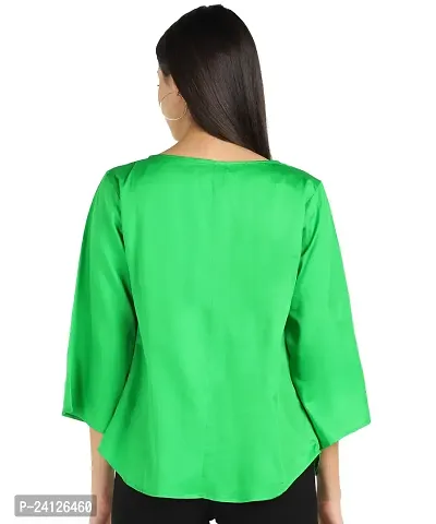 Aboda Casual Regular Sleeve Solid Women Green Top (Light Green, Medium)-thumb5