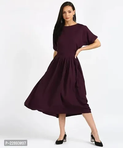Stylish Purple Crepe Dresses For Women-thumb0