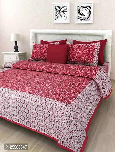 Comforble Multicoloured Cotton Double Flat Bedsheet With 2 Pillow Cover