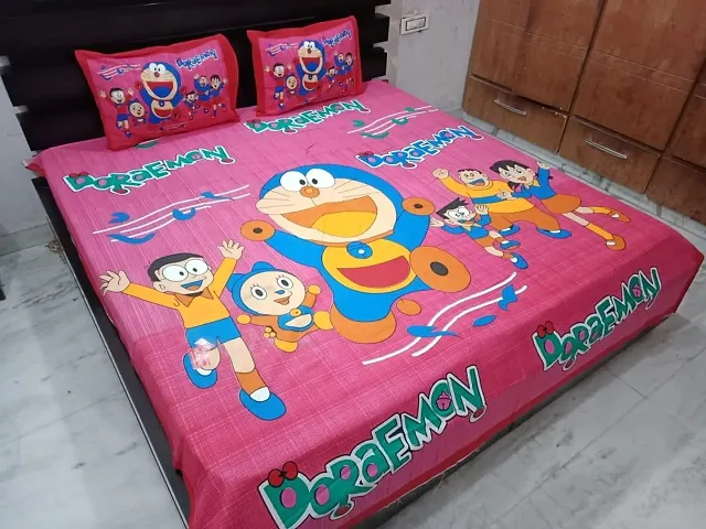 Printed Cotton Double Bedsheet with 2 Pillow Cover