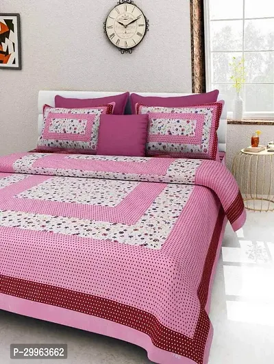 Comforble Multicoloured Cotton Double Flat Bedsheet With 2 Pillow Cover-thumb0