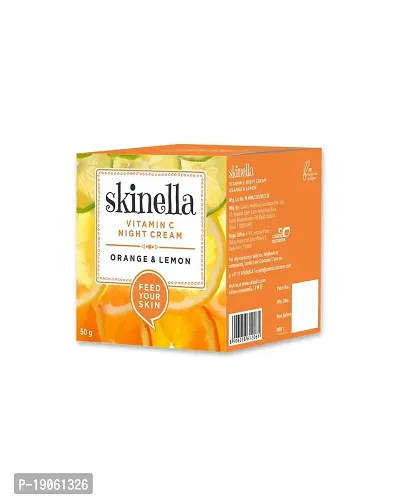 Skinella Vitamin C Night Cream Orange Lemon Normal, Oily, Acne-Prone, Combination Skin | Overnight Repair | 100% Vegan | Paraben Free | 50gm-thumb3