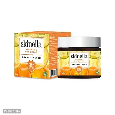 Skinella Vitamin C Day Cream l Reduce Fine Lines, Wrinkles  Sun Protection l Orange Lemon 50g