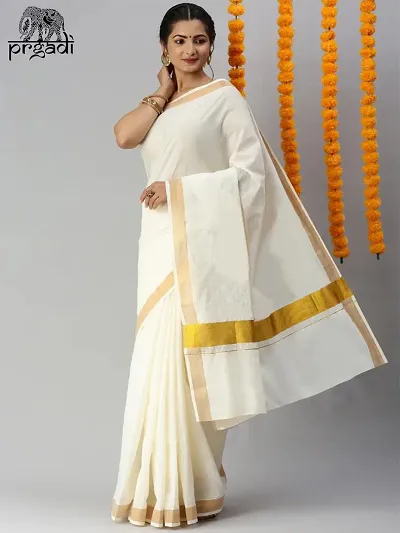 Prgadi Kerala Kasavu Saree With Zari