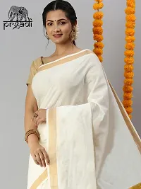 Prgadi Kerala Cotton Kasavu Saree With Golden Zari-thumb1