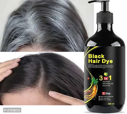 Natural 3 In 1 Hair Dye Instant Black Hair Shampoo For Women Girls And Men-thumb0