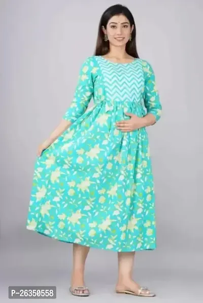 Stylish Green Viscose Rayon A-Line Printed Stitched Kurti For Women, Pack Of 1-thumb0