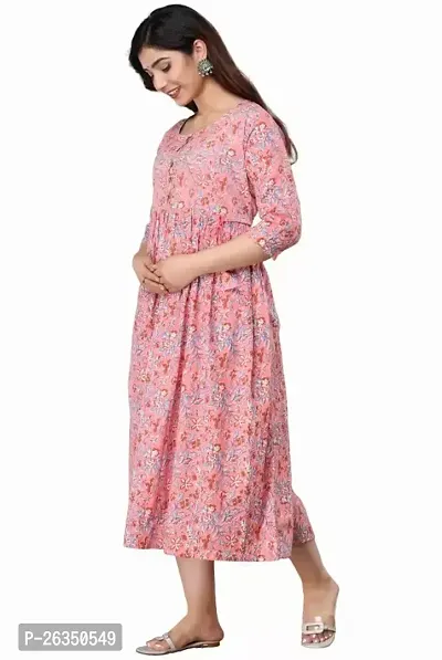 Stylish Pink Viscose Rayon A-Line Printed Stitched Kurti For Women, Pack Of 1-thumb0