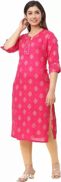 Stylish Pink Viscose Rayon A-Line Printed Stitched Kurti For Women, Pack Of 1-thumb0