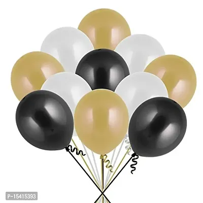 Party Midlinkerz 100Pcs Black, Golden and White Metallic Balloons For Kids Girls Women Birthday,Baby Shower First,2nd Years Decorations Balloons Combo Kit Exclusive Decoration Set Packet