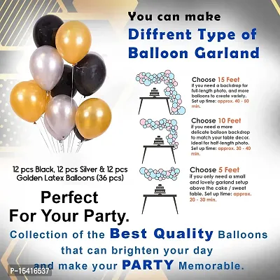 PARTY MIDLINKERZ Happy Birthday Decorations-Birthday Balloons, Happy Birthday Banner, Black  Gold Star Foil Balloon, Metallic Balloons, Decoration Kit Combo- 42Pcs-thumb5