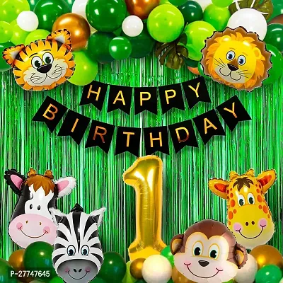 Animal Happy Birthday Decoration Kit Items Combo 52 Pcs For Birthday Combo Pack-thumb0