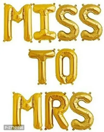 Solid Miss To Mrs Balloon For Bride To Be Decoration, Bachelor Party Balloon (Gold, Pack Of 2)