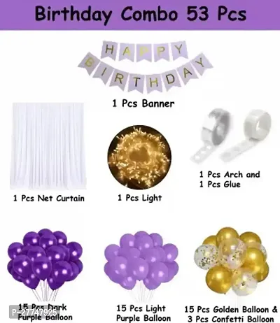 Girl Happy Birthday Decoration Kit Items 60 Pcs With Net Curtain  Led Light-thumb2