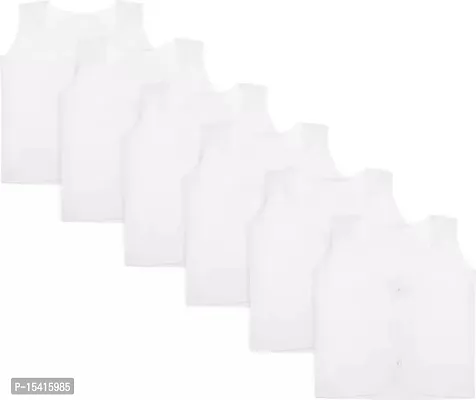PARTY MIDLINKERZ Unisex Baby Vest for Kids Cotton Sleeveless Sando Baniyan Toddler Innerwear Baby Cloth Pack of 3  Pack of 6 (White, 3)-thumb0
