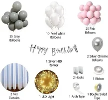 Girl Happy Birthday Balloons Decoration Kit 72 Pc With Net Curtain And Led Light-thumb1