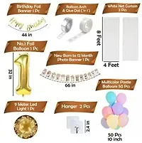 1St First Happy Birthday Decoration Kit Items 60 Pc With Net Curtain  Led Light-thumb1