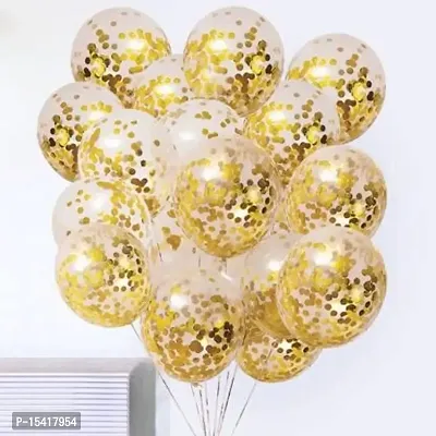 PARTY MIDLINKERZ Printed Golden Confetti Balloons for Decoration - 12Pcs For Golden Decorating Balloon Garland,