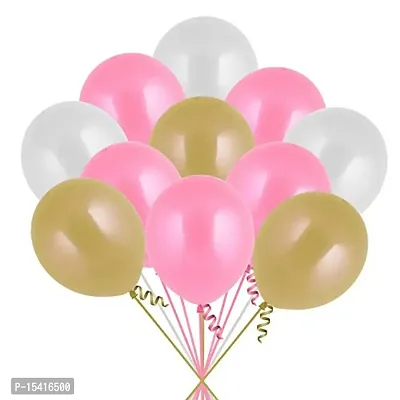 Party Midlinkerz 100Pcs Pink, White And Gold Metallic Balloons For Kids Girls Women Birthday,Baby Shower First,2nd Years Decorations Balloons Combo Kit Exclusive Decoration Set Packet