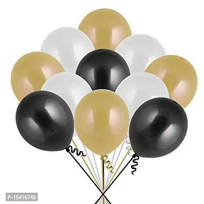 Party Midlinkerz 51Pcs Black, Golden and White Metallic Balloons For Kids Girls Women Birthday,Baby Shower First,2nd Years Decorations Balloons Combo Kit Exclusive Decoration Set Packet