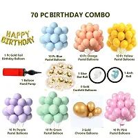 PARTY MIDLINKERZ 70 pc Blue Yellow Purple Green Pink Orange Pastel Balloons with Foil Birthday Confetti Balloons Glue Dot and Arch Roll Birthday Decoration Items-thumb1
