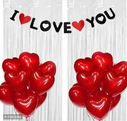PARTY MIDLINKERZ Love You Heart Balloon/Valentine Decoration Items for Room/Heart/Anniversary Banner (5 ft, Pack of 1)