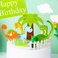 PARTY MIDLINKERZ Dinosaur Theme Happy Birthday Cake Toppers Set 11Pcs for Boys,Kids Parties/1st, First Bday Decorations/Girls, Toddlers, Babies Birth Day Cake Decor Items-thumb2