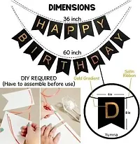 Gold And Black Theme Birthday Decoration Kit With Foil Fringe Curtains, Balloons, And Happy Birthday Banner-thumb2