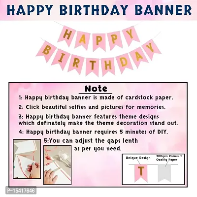 PARTY MIDLINKERZ Girls Happy Birthday Rubber Balloons Banner Curtains Decorations Kit- 93Pcs For Girl Baby Kids First Bday Decoration Items/Women Celebration/Pink Princess Quarantine Theme-thumb3