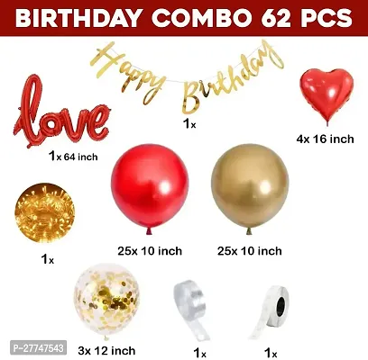 Printed Happy Birthday Decoration Kit Combo - 64 Pcs For Birthday Decor-thumb2