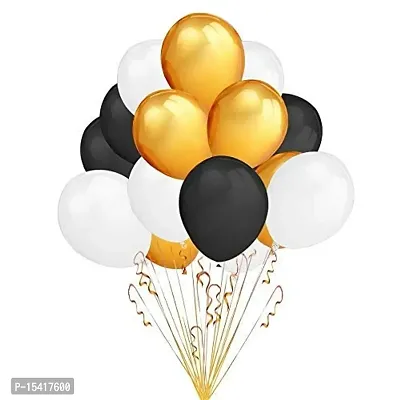 PARTY MIDLINKERZ Pack Of 50 Black,Golden and White Latex Rubber Balloon For Balloons For Decoration/Birthday Balloons Decorations Items Set-thumb4