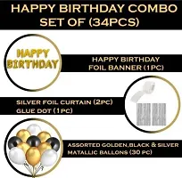 PARTY MIDLINKERZ Solid Happy Birthday Balloons Decoration Kit 34 Pcs, 1 set of Golden 13Pcs (10 Gold, 10 Black  10 Silver)-thumb1
