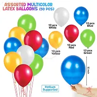 PARTY MIDLINKERZ 51pcs Set Rainbow Happy Birthday Banner Bunting and Assorted Multicolour Balloons for Birthday Decoration/Decoration-thumb3