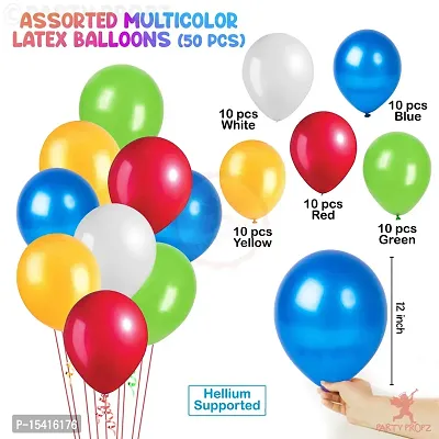 PARTY MIDLINKERZ 51pcs Set Rainbow Happy Birthday Banner Bunting and Assorted Multicolour Balloons for Birthday Decoration/Decoration-thumb4