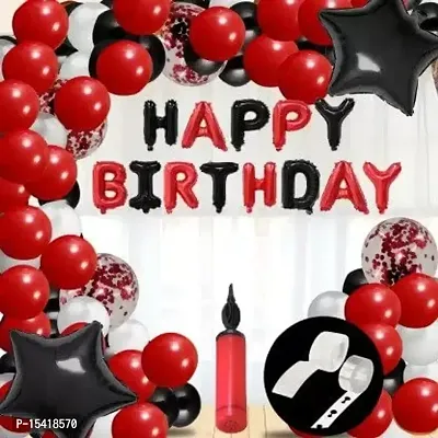 PARTY MIDLINKERZ Solid Happy Birthday Red/Black Balloons Decoration Kit 41 Pcs (Multicolor, Pack of 41)-thumb0