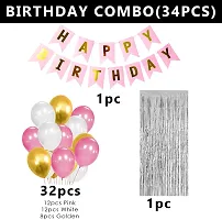 Pink Birthday Balloons Decoration Kit Items 34 Pcs For Birthday Combo Pack-thumb1