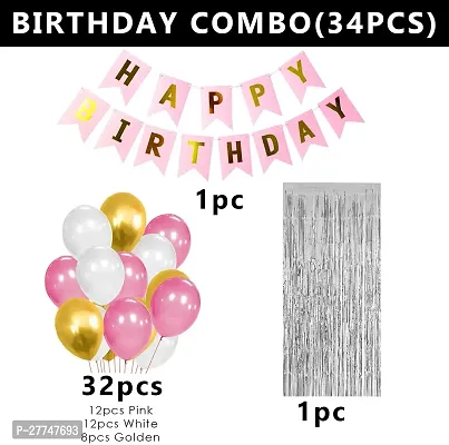 Pink Birthday Balloons Decoration Kit Items 34 Pcs For Birthday Combo Pack-thumb2