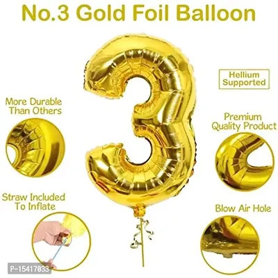 PARTY MIDLINKERZ 3rd Happy Birthday Balloons Decoration Kit Items Combo-12Pcs for Kids Boys, Girls, 4 Star Foil Balloons,10 Latex Balloons, 1 Banner,1 number foil balloon (Set of 16)-thumb3