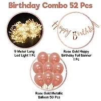 PARTY MIDLINKERZ Rose Gold Birthday Decoration Kit - 52Pcs Happy Bday Banner Led Light and Metallic Balloons for Baby Girls, Boys, Women, Wife Theme Celebration Items-thumb1