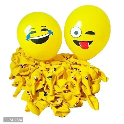 Party Midlinkerz Printed Emoji Face Expressions Latex Balloons For Baby Shower/Birthday/Anniversary/Smiley Balloon Printed Face/Theme Party Balloons/Emoji Balloon/Smiley/Birthday Balloon-Pack of 50-thumb2