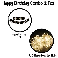 PARTY MIDLINKERZ Happy Birthday Decoration Kit - Black Banner With Led Light Birthday Decorations Items For Bday Lights Combo Pack, Husband,Wife, First, 2nd,30th,40th,50th Theme Set of 2-thumb1