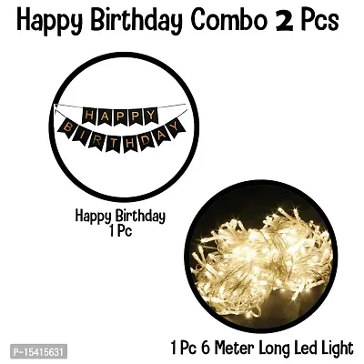 PARTY MIDLINKERZ Happy Birthday Decoration Kit - Black Banner With Led Light Birthday Decorations Items For Bday Lights Combo Pack, Husband,Wife, First, 2nd,30th,40th,50th Theme Set of 2-thumb2