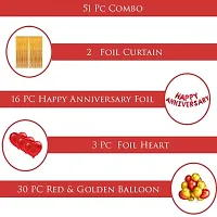 PARTY MIDLINKERZ Happy Anniversary Balloon Banner,Valentines Day/Wedding Anniversary Party Decorations (2 Foil Curtain , 16 pc Happy Anniversary Foil , 3 PC Foil Heart , 30 pc Red  Golden Ballon )-thumb1
