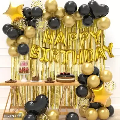 Golden Happy Birthday Decoration Kit Combo 54 Pcs For Birthday Decor Combo Pack