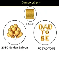 PARTY MIDLINKERZ Golden DAD TO BE Decoration Banner Birthday And Anniversary, Combo of 23, 20 Golden Balloon, 1 DAD TO BE, 2 Golden Curtain-thumb1