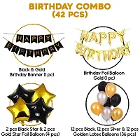 PARTY MIDLINKERZ Happy Birthday Decorations-Birthday Balloons, Happy Birthday Banner, Black  Gold Star Foil Balloon, Metallic Balloons, Decoration Kit Combo- 42Pcs-thumb1