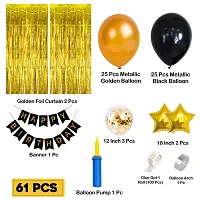 PARTY MIDLINKERZ Happy Birthday Decoration Items For Husband Kit Combo Set - 61Pcs Birthday Banner Golden Foil Curtain Metallic Rubber Confetti  Star Balloons With Balloon Pump  Glue Dot-thumb1
