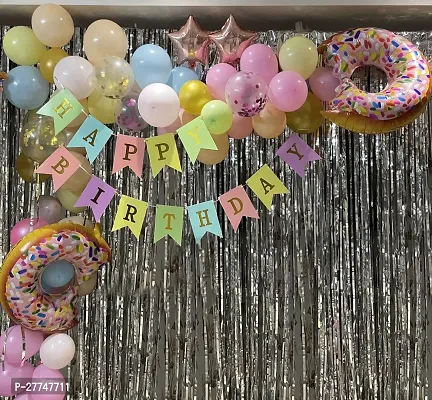 Birthday Decoration For Girls, Happy Birthday Foil Balloon Kit Combo With Donuts