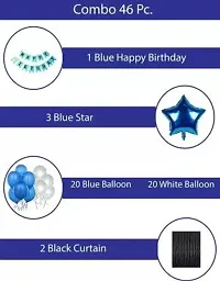 PARTY MIDLINKERZ Happy Birthday Blue and White Metallic Balloons Party Decoration Kit items 46Pcs combo set decor for HBD (Set of 46)-thumb1